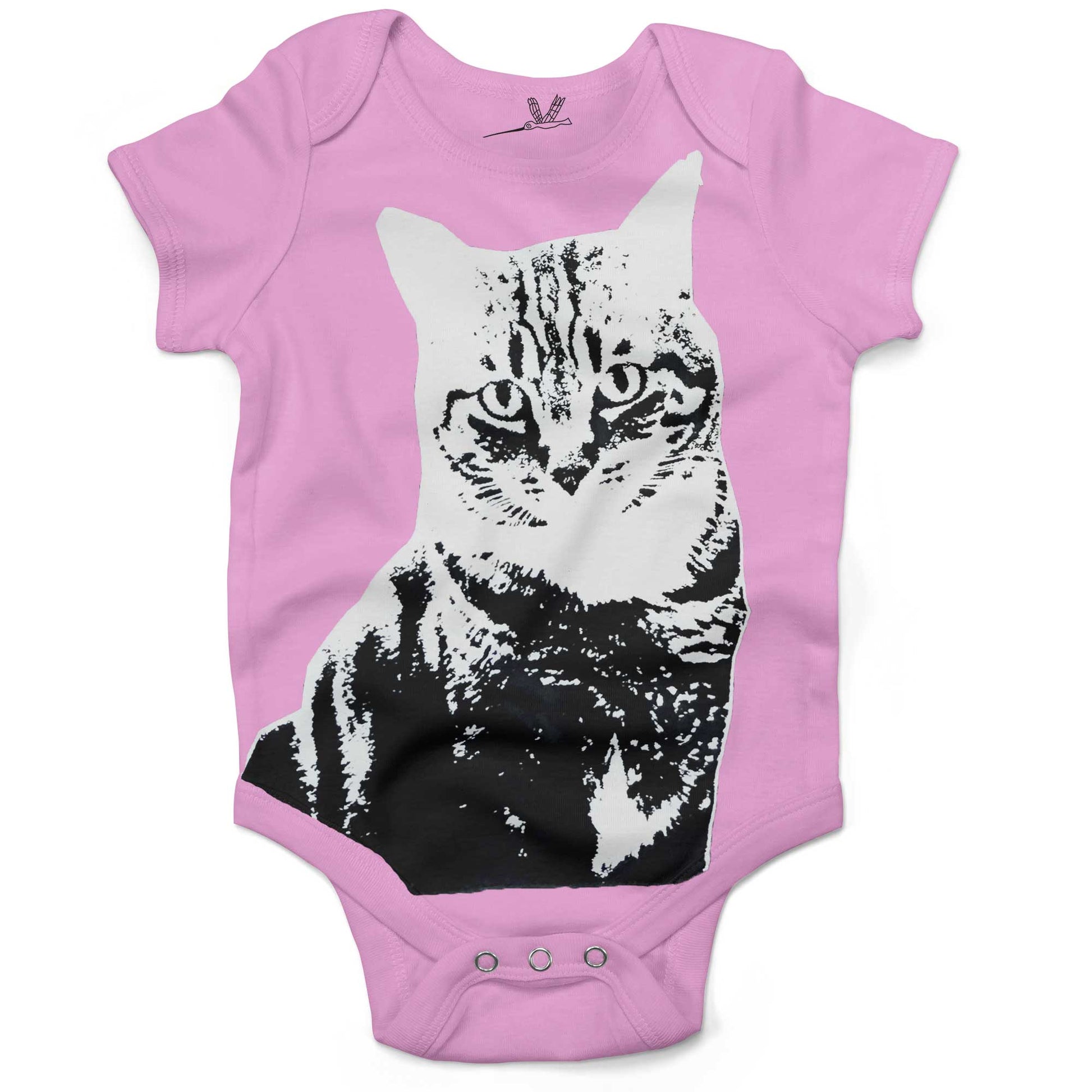 Black & White Cat Infant Bodysuit or Raglan Baby Tee-Organic Pink-3-6 months