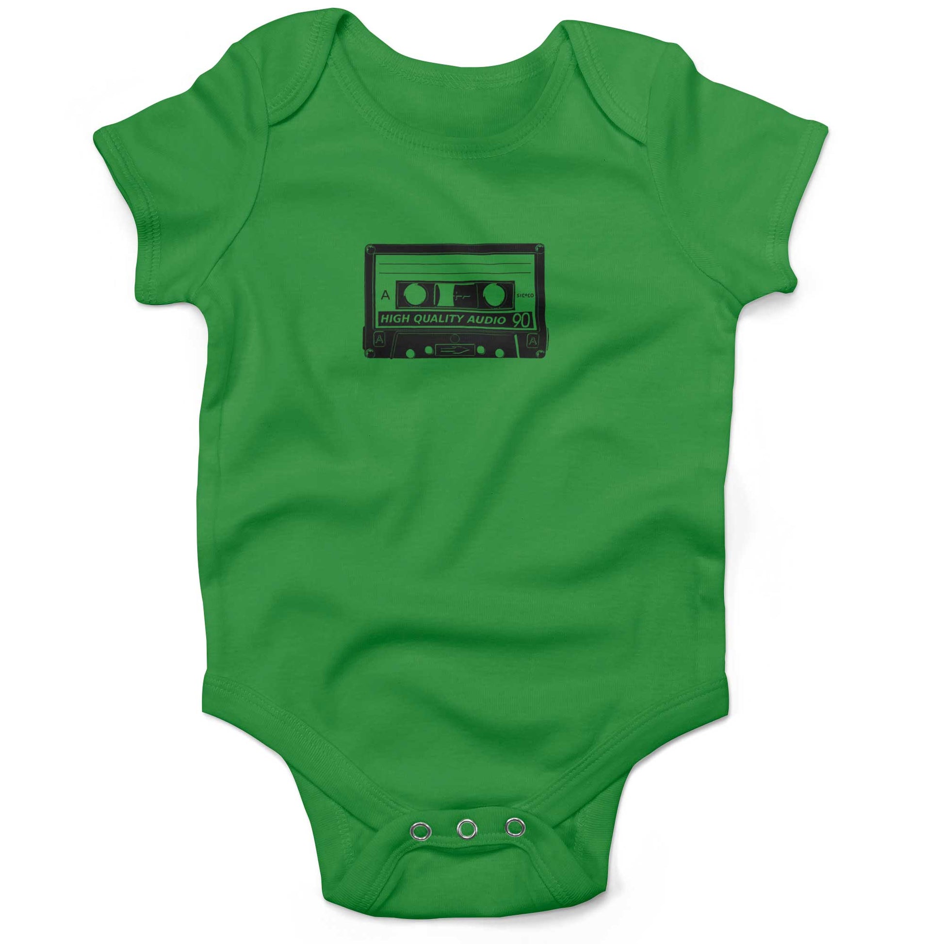 Cassette Tape Infant Bodysuit or Raglan Baby Tee-Grass Green-3-6 months