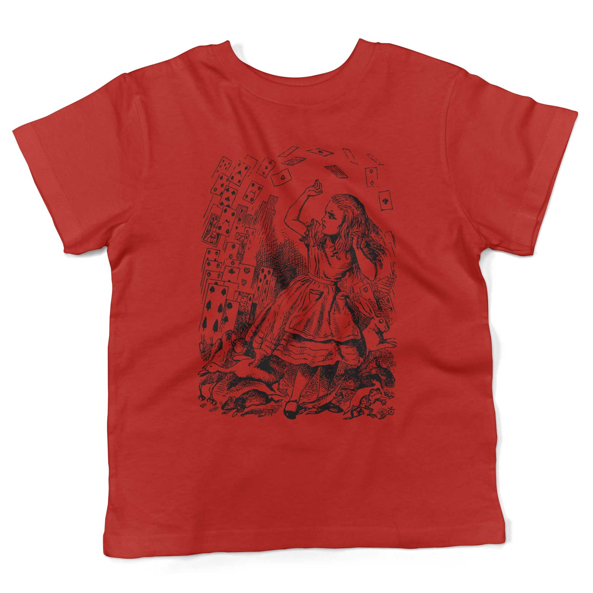 Alice In Wonderland Playing Cards Toddler Shirt-Red-2T