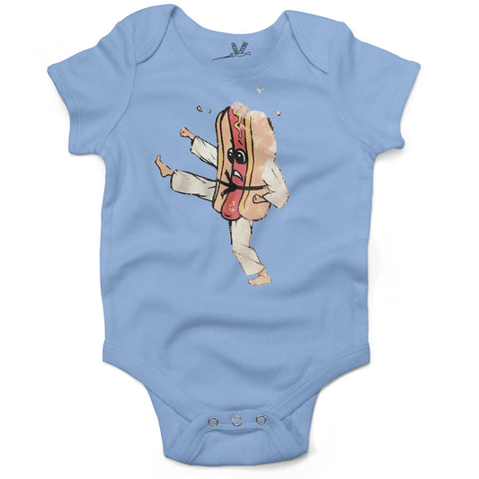 Vintage Hot Dog Baby One Piece or Raglan Tee-Organic Baby Blue-3-6 months