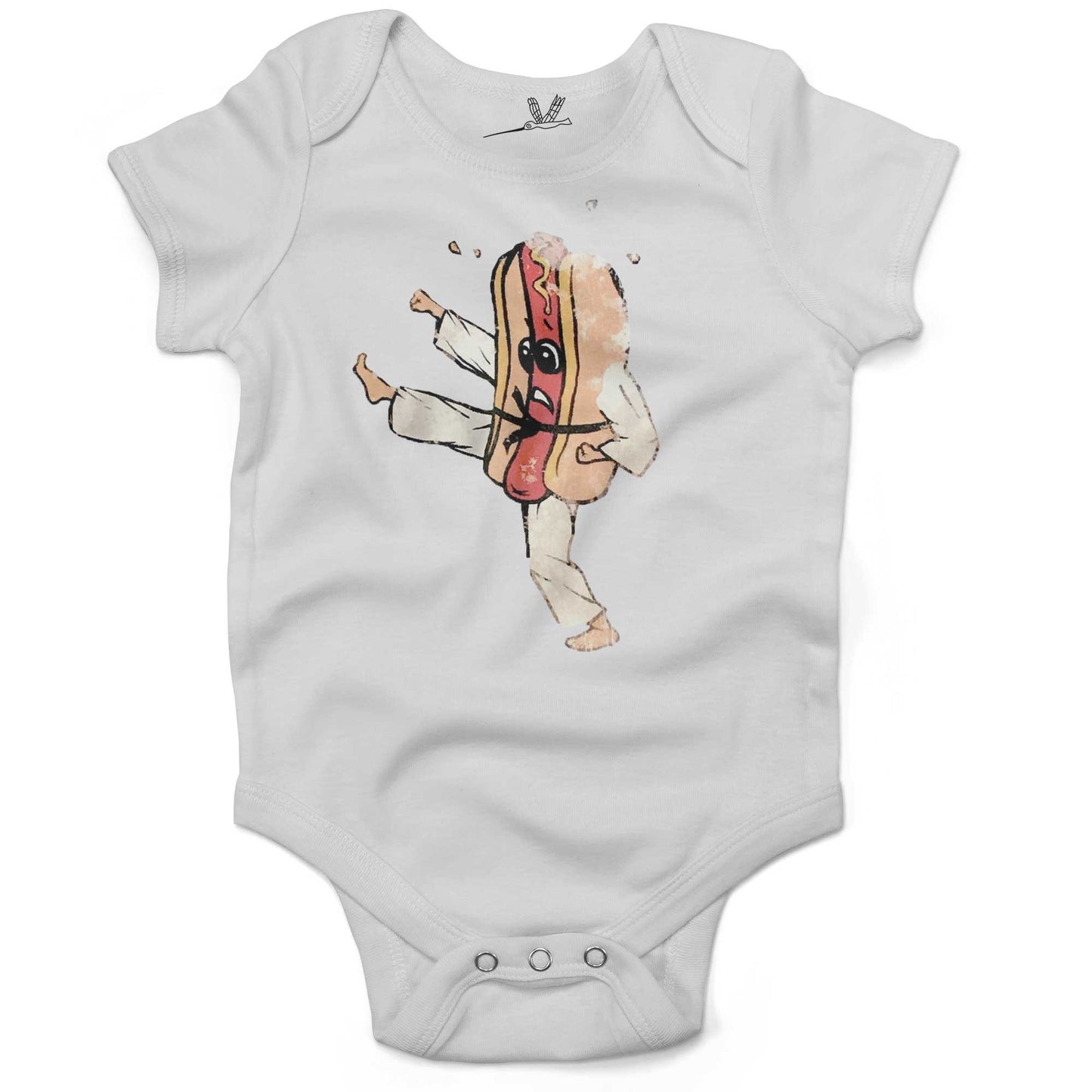 Vintage Hot Dog Baby One Piece or Raglan Tee-White-3-6 months