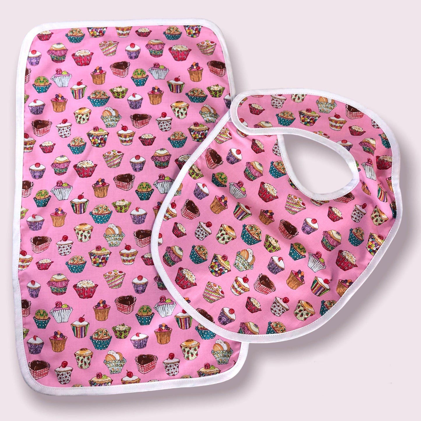 Matching Cotton Bib & Burpee Sets-Cupcakes-