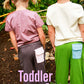 organic toddler pants on toddlers