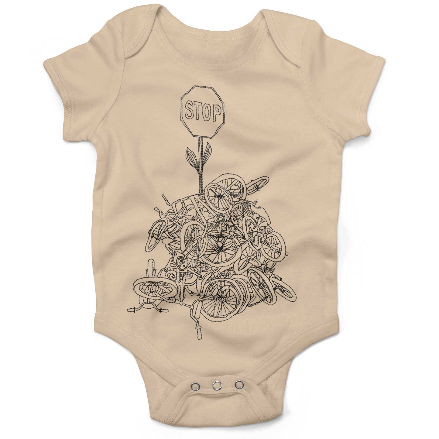 Zoobomber Bike Pyle Infant Bodysuit or Raglan Baby Tee-Organic Natural-3-6 months