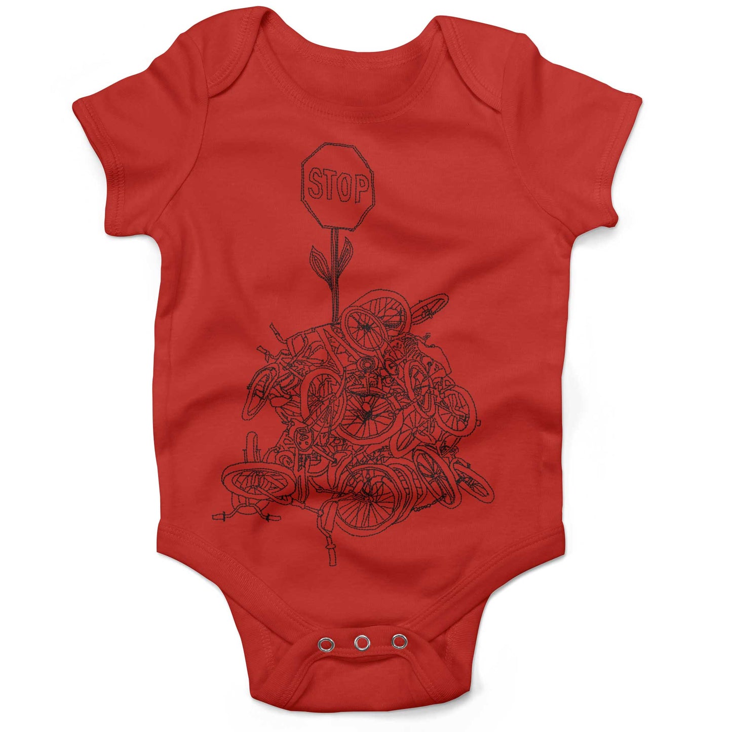 Zoobomber Bike Pyle Infant Bodysuit or Raglan Baby Tee-Organic Red-3-6 months
