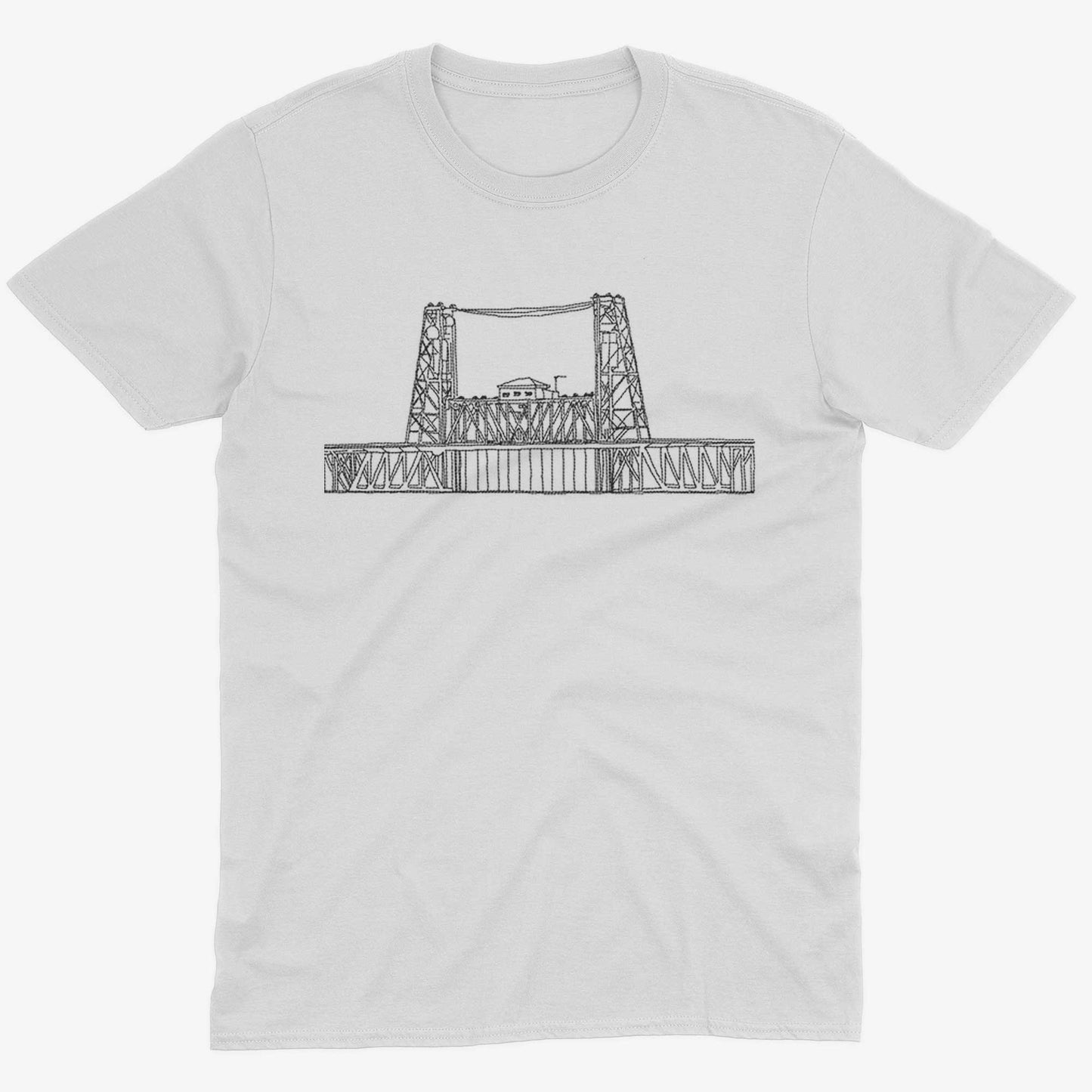 Steel Bridge Unisex Or Women's Cotton T-shirt-White-Unisex