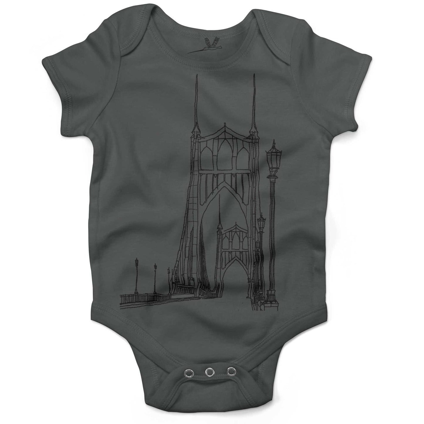 St Johns Bridge Infant Bodysuit or Raglan Baby Tee-Organic Asphalt-3-6 months