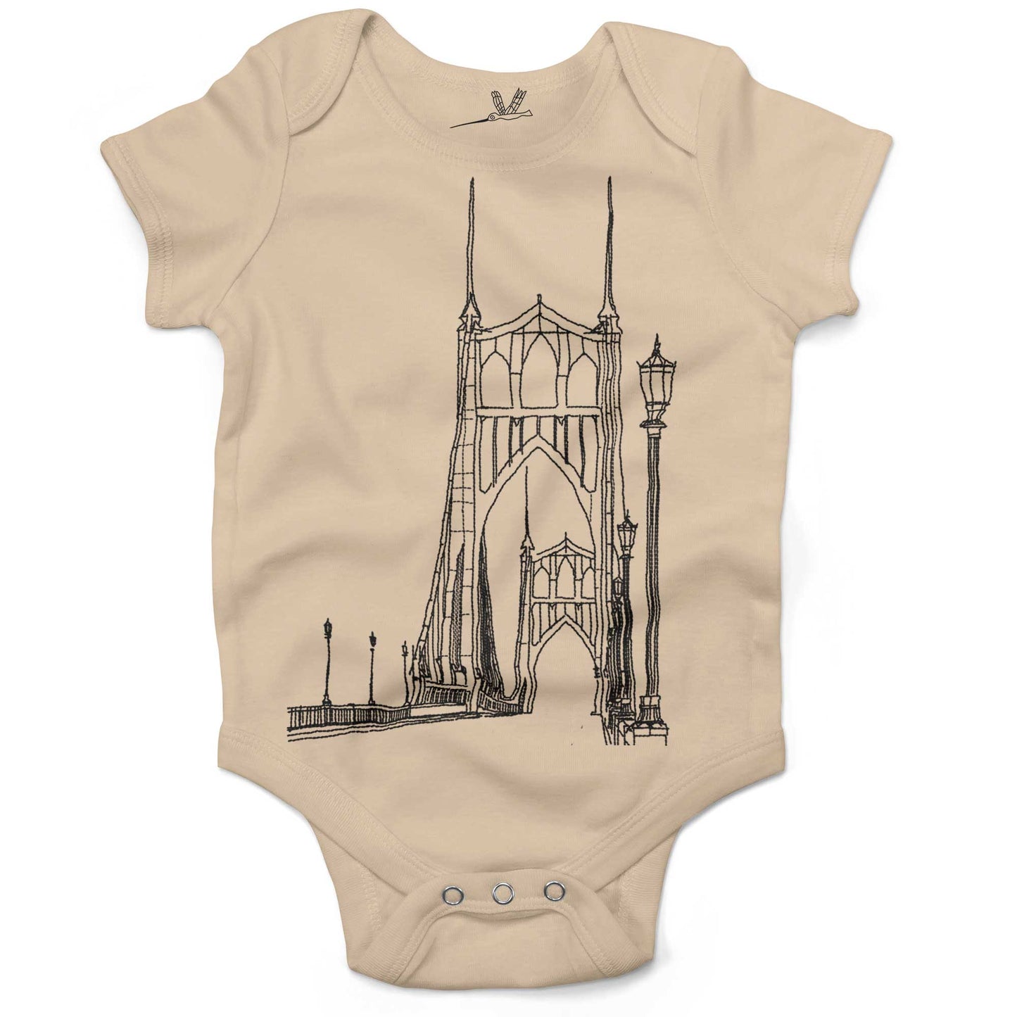 St Johns Bridge Infant Bodysuit or Raglan Baby Tee-Organic Natural-3-6 months