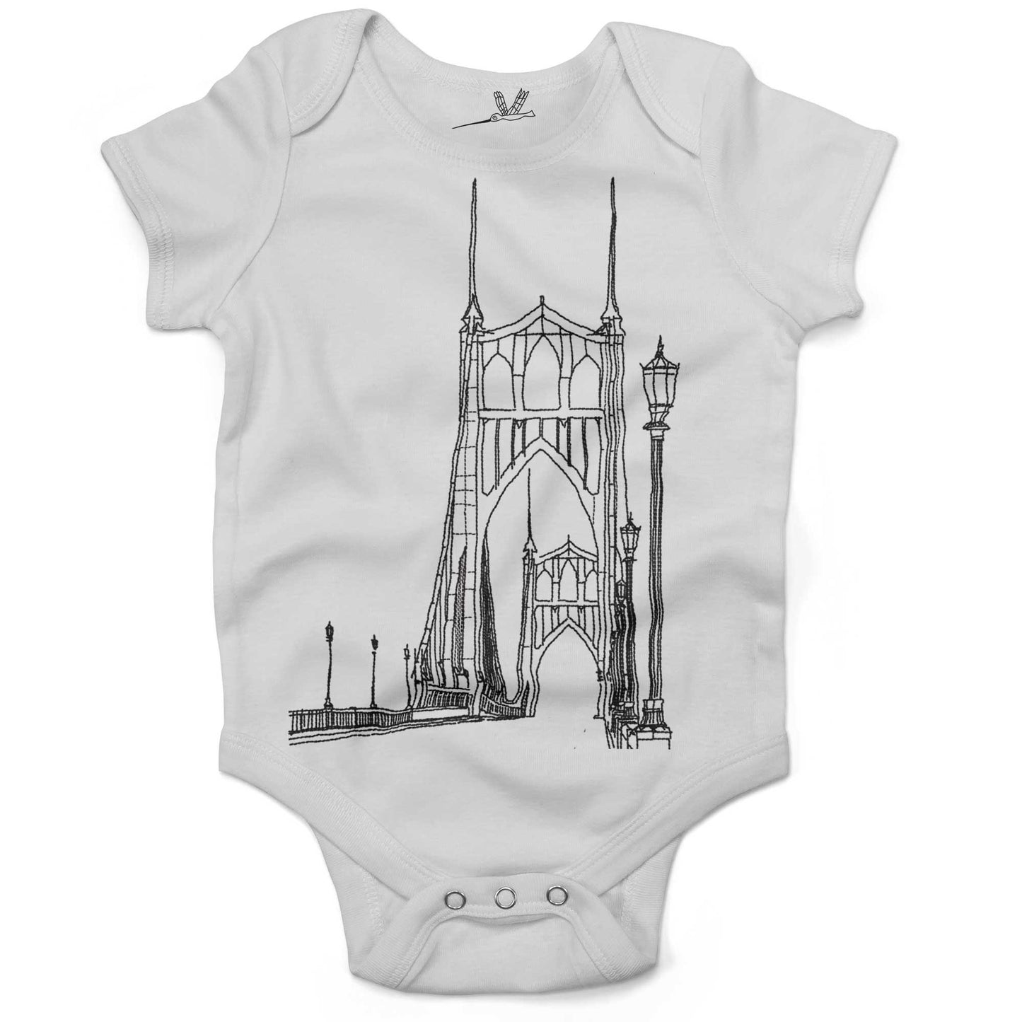 St Johns Bridge Infant Bodysuit or Raglan Baby Tee-White-3-6 months