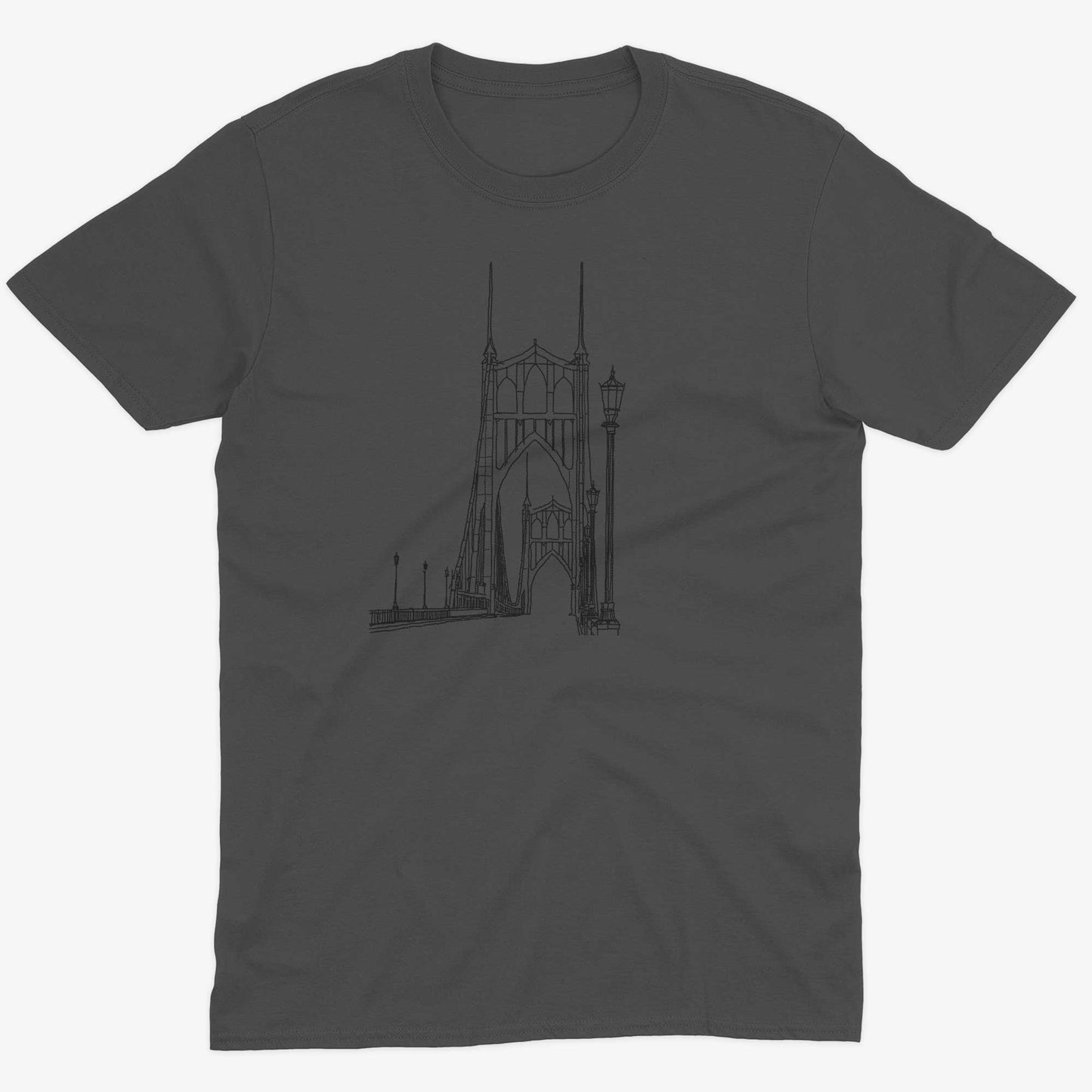 St Johns Bridge Unisex Or Women's Cotton T-shirt-Asphalt-Unisex