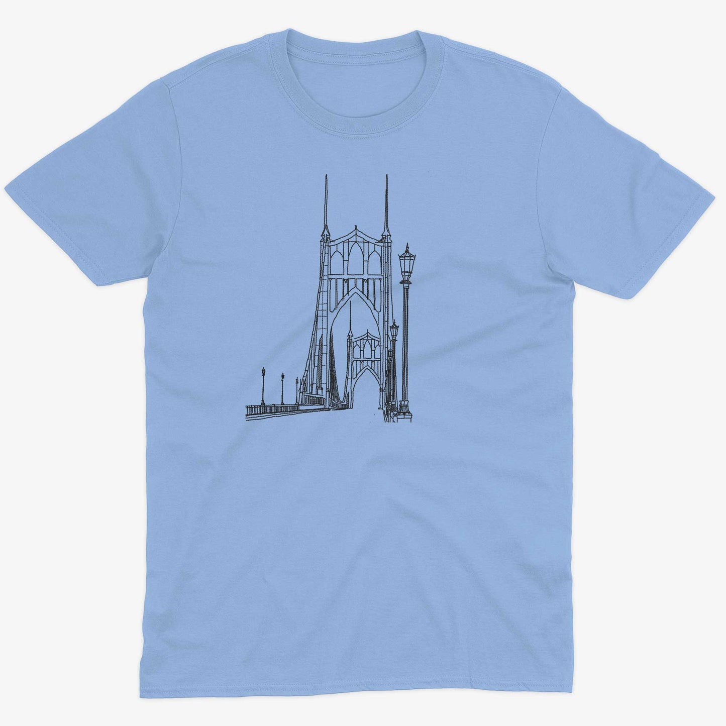 St Johns Bridge Unisex Or Women's Cotton T-shirt-Baby Blue-Unisex