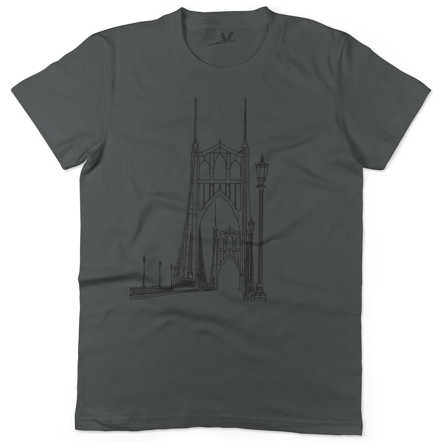 St Johns Bridge Unisex Or Women's Cotton T-shirt-Asphalt-Woman