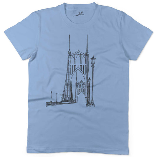 St Johns Bridge Unisex Or Women's Cotton T-shirt-Baby Blue-Woman
