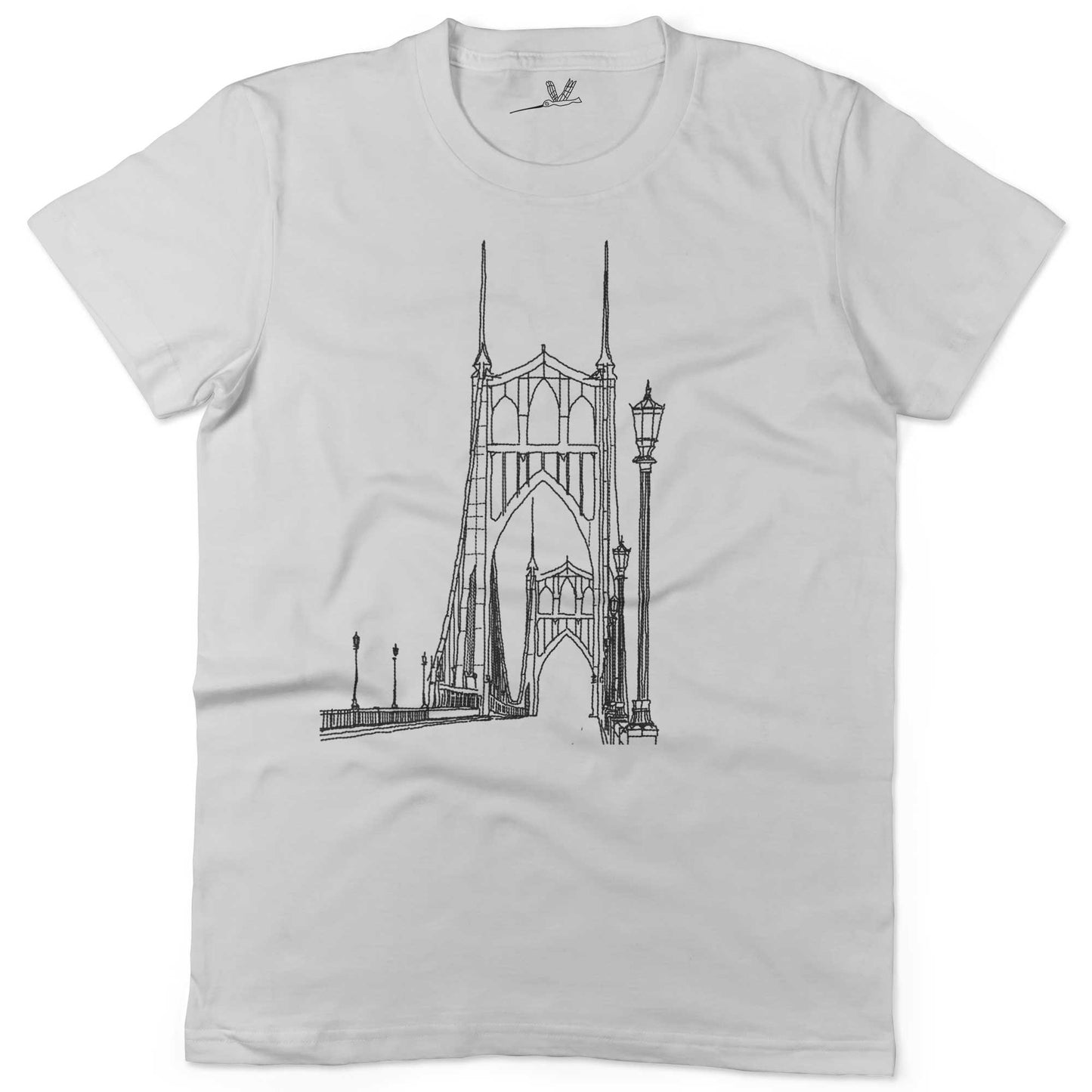 St Johns Bridge Unisex Or Women's Cotton T-shirt-White-Woman