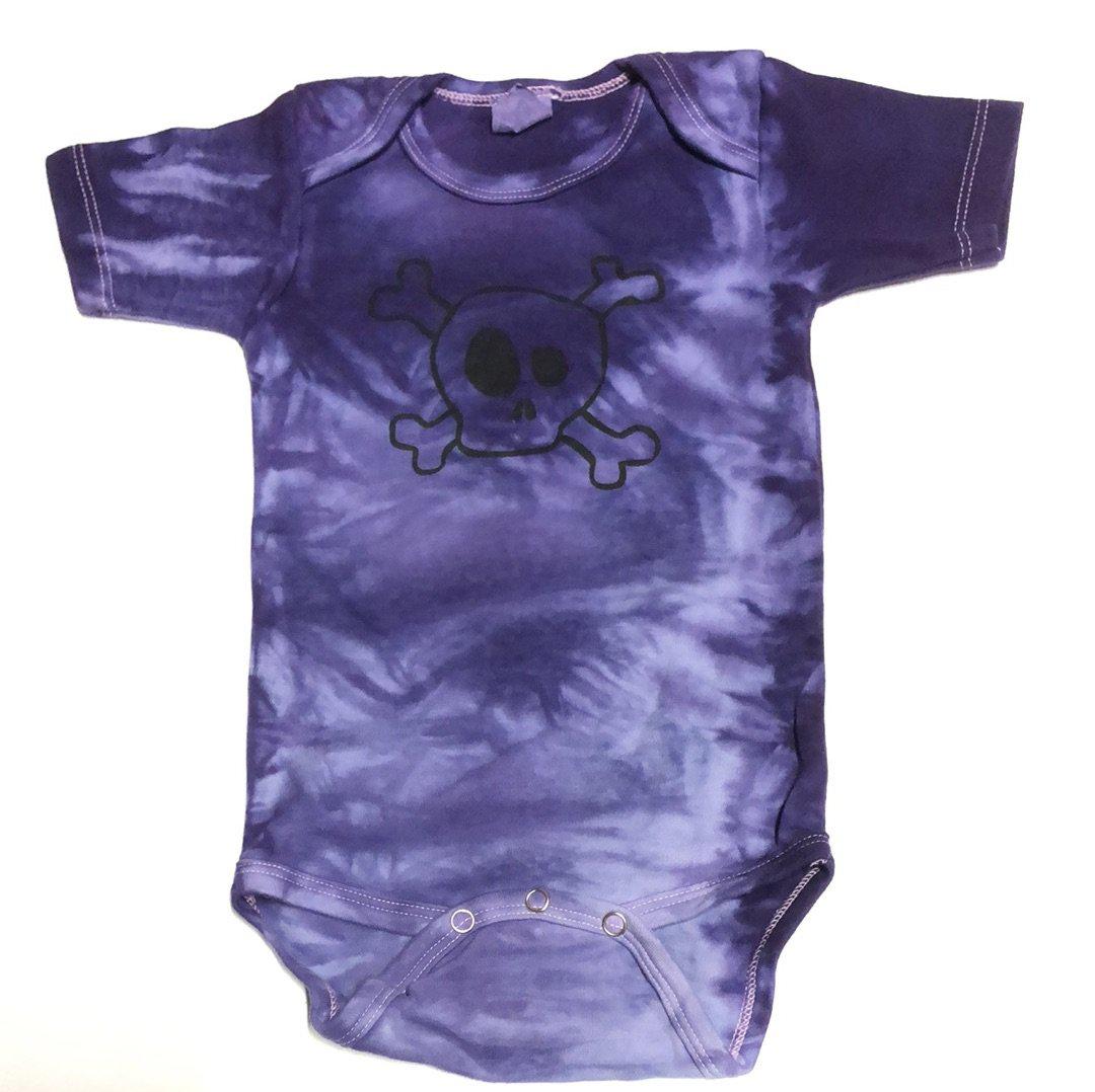 Skull Hand-Dyed Purple Baby Bodysuit-Baby One-Pieces-12-18 months-