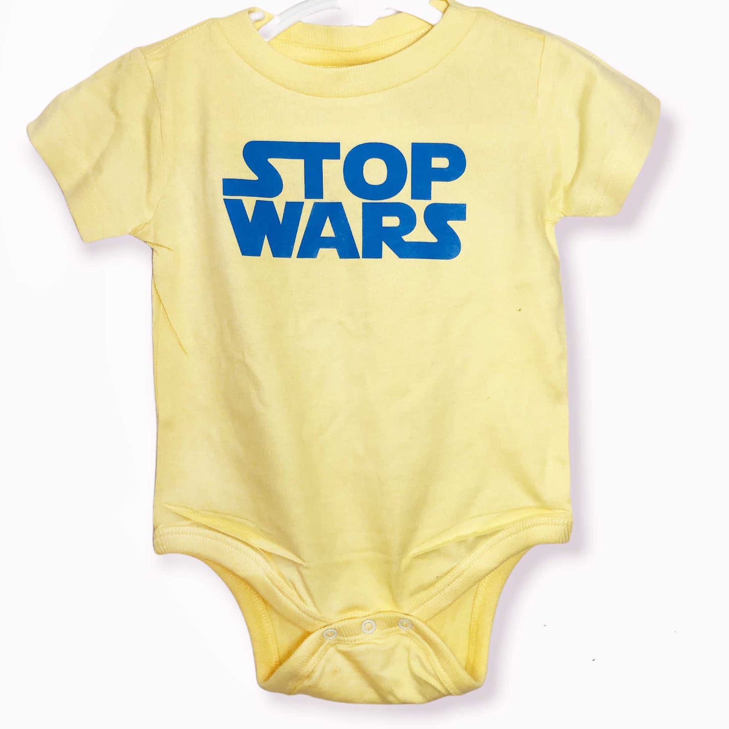 Stop Wars Yellow Crew Neck Baby Bodysuit-