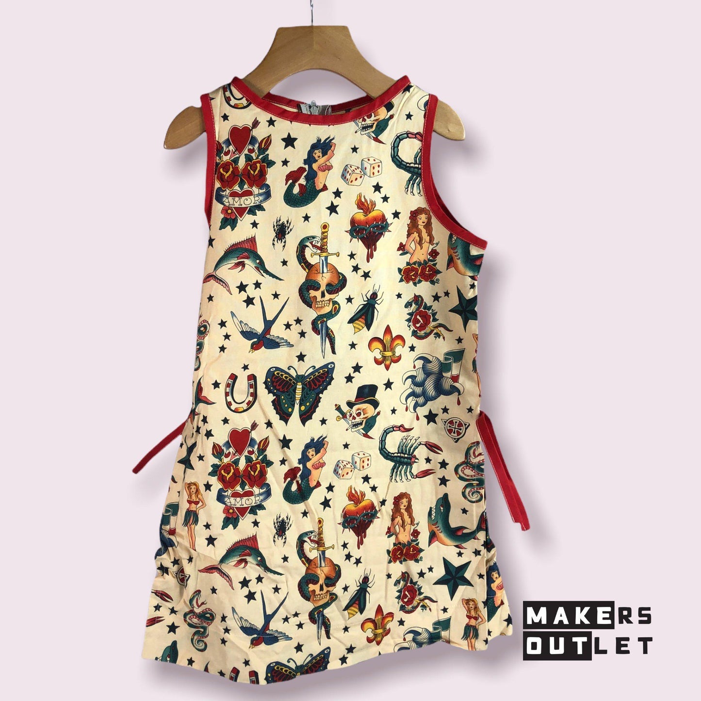 Tattoo Toddler Shift Dress Red Binding