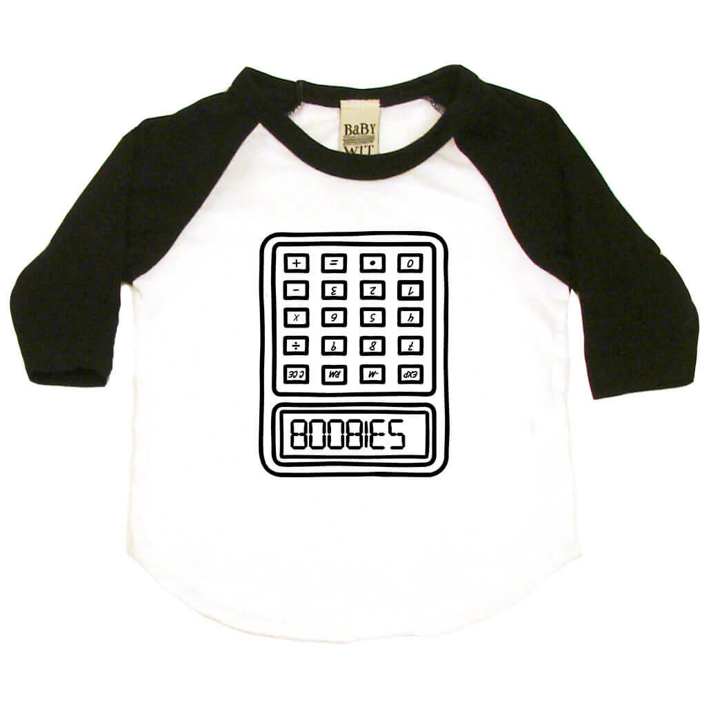 BOOBIES Infant Bodysuit or Raglan Baby Tee-White/Black-3-6 months