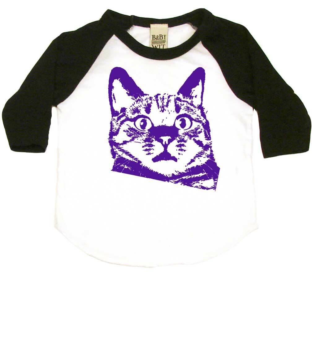 Funny Cat Infant Bodysuit or Raglan Baby Tee-White/Black-3-6 months