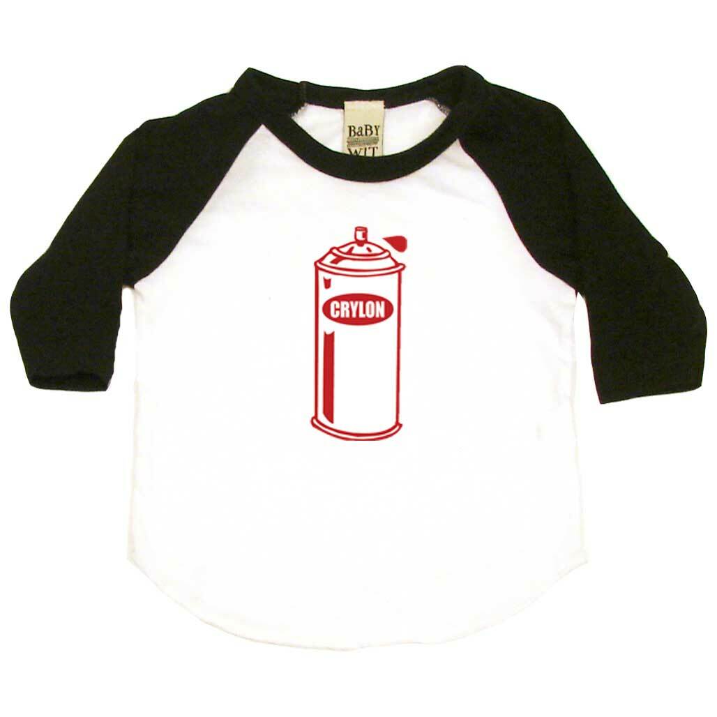 Crylon Cans Infant Bodysuit or Raglan Tee-White/Black-3-6 months