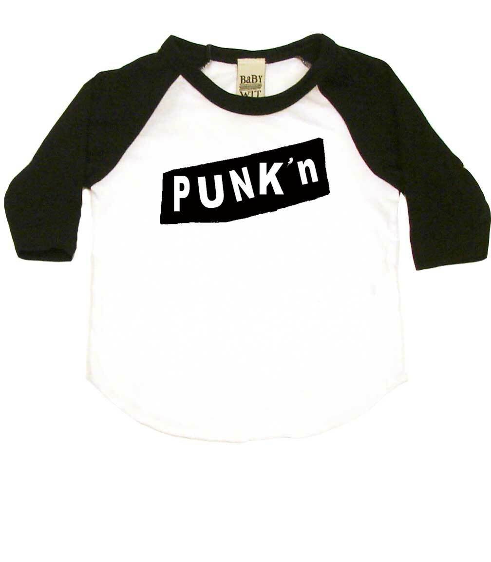 Pumpkin Punk'n Infant Bodysuit or Raglan Tee-White/Black-3-6 months