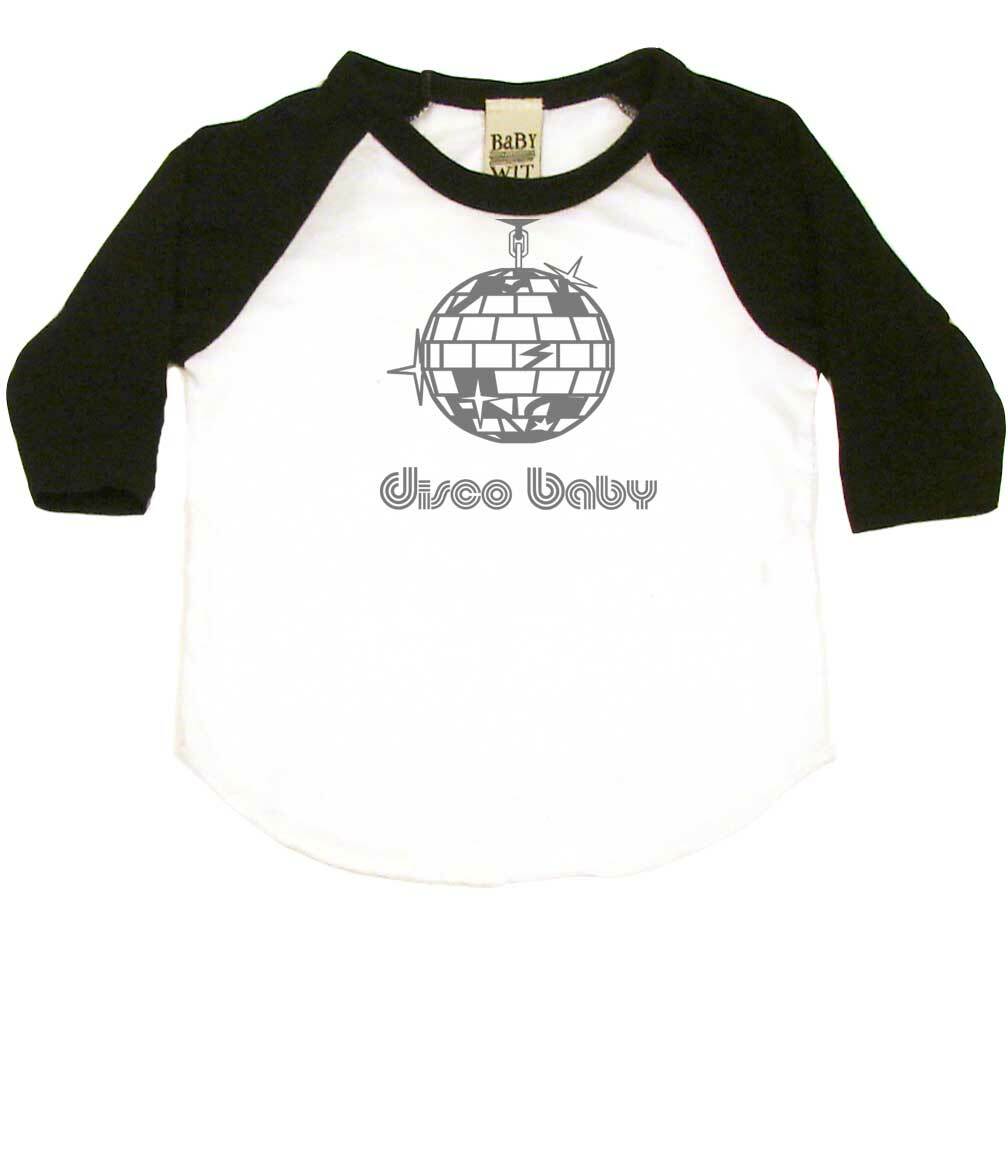 Disco Baby Infant Bodysuit or Raglan Tee-White/Black-3-6 months