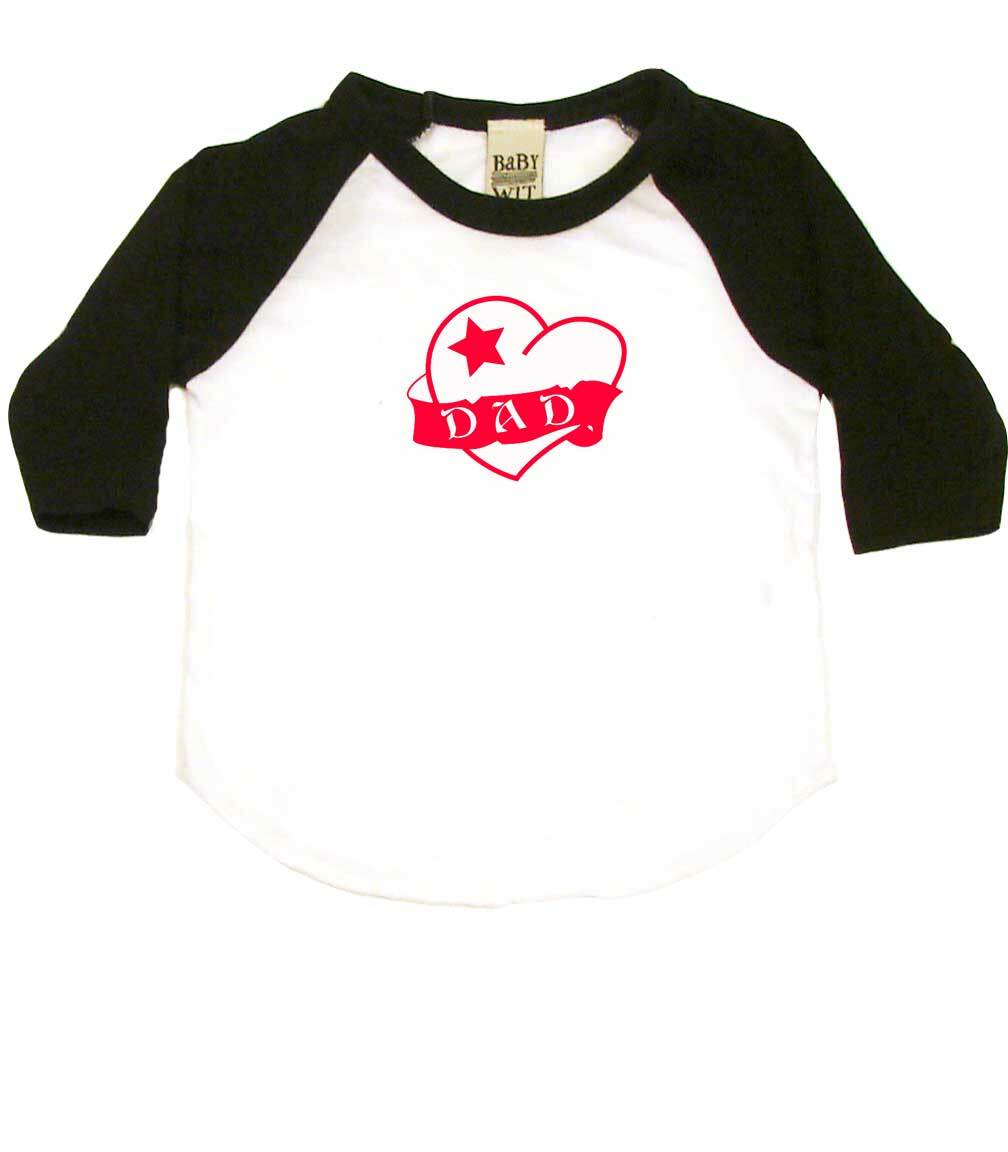 Dad Tattoo Heart Infant Bodysuit or Raglan Tee-White/Black-3-6 months