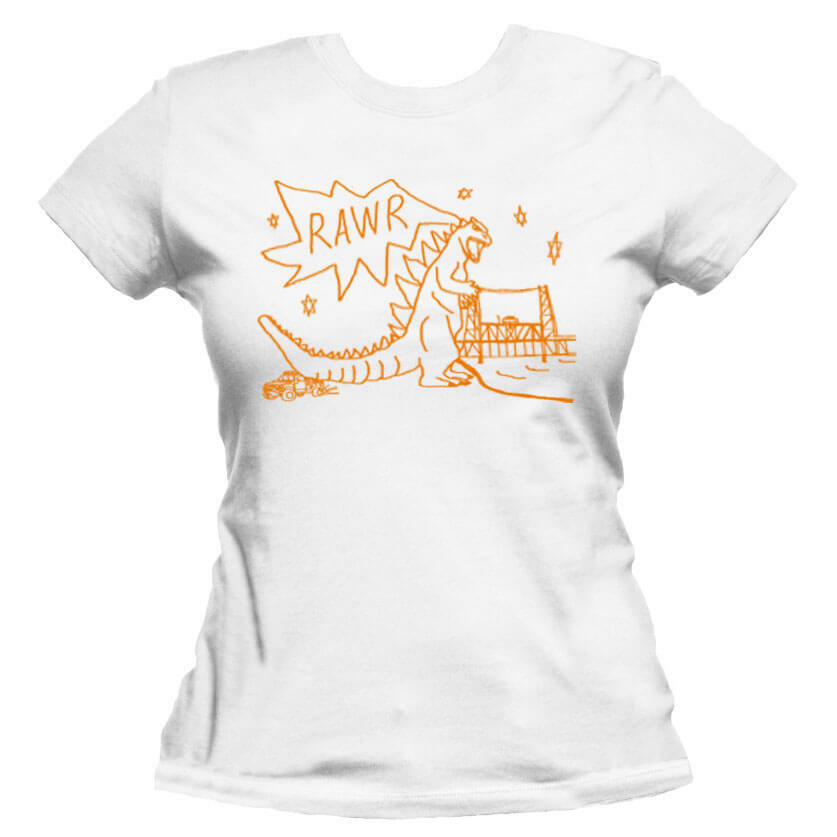 RAWR Dinosaur Unisex Or Women's Cotton T-shirt-White-Woman