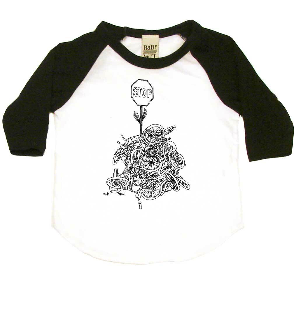 Zoobomber Bike Pyle Infant Bodysuit or Raglan Baby Tee-White/Black-3-6 months