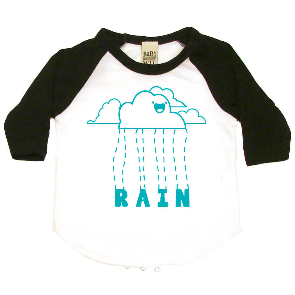 Happy When It Rains Infant Bodysuit or Raglan Baby Tee-White/Black-3-6 months