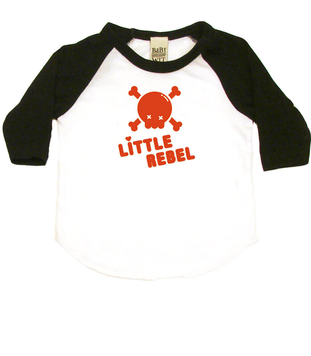 Little Rebel Infant Bodysuit or Raglan Baby Tee-White/Black-3-6 months