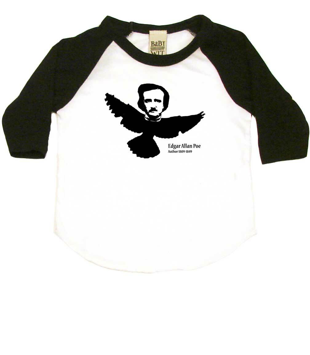 WhiteBlack Edgar Allen Poe Baby Raglan Tee