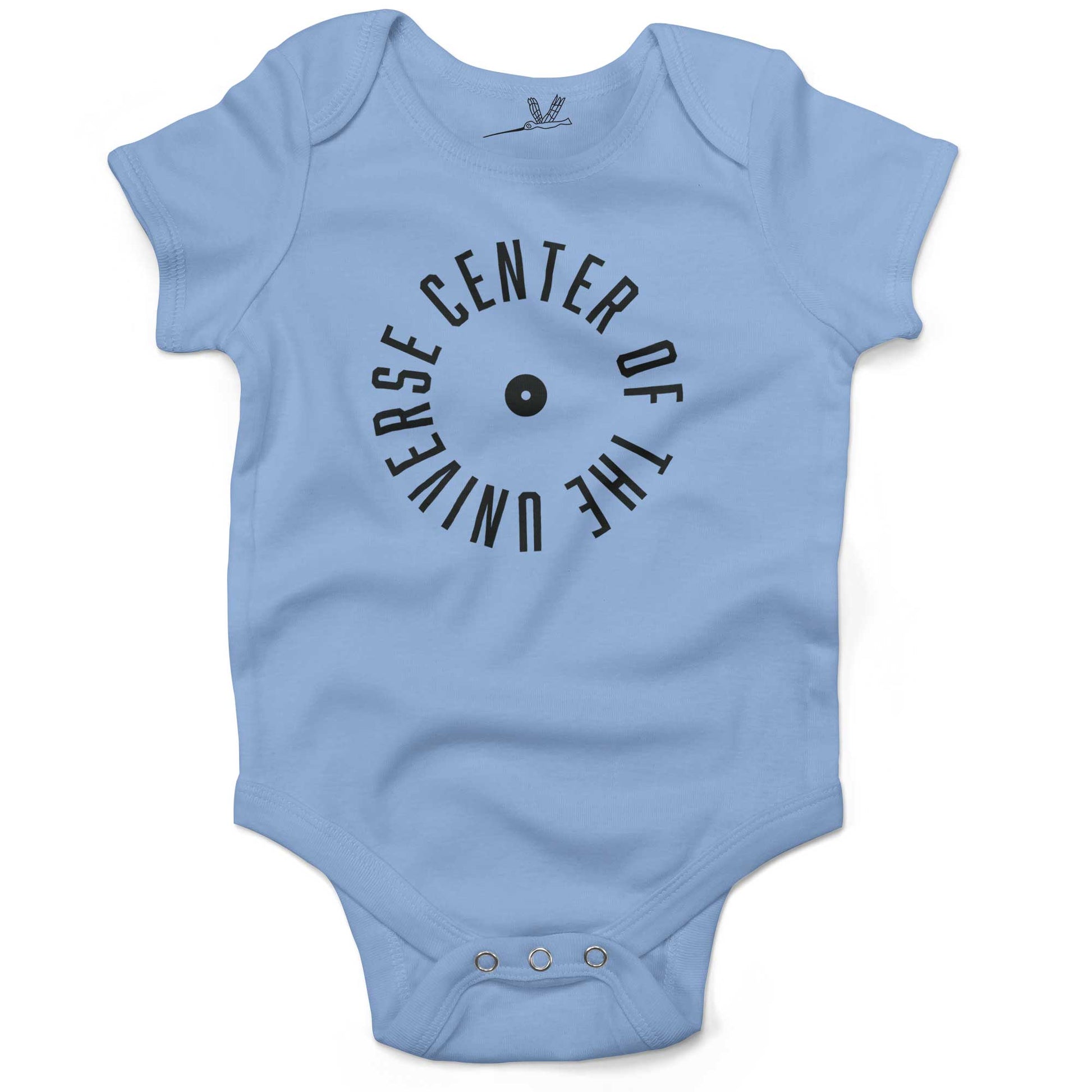 Center Of The Universe Baby One Piece or Raglan Tee-Organic Baby Blue-3-6 months