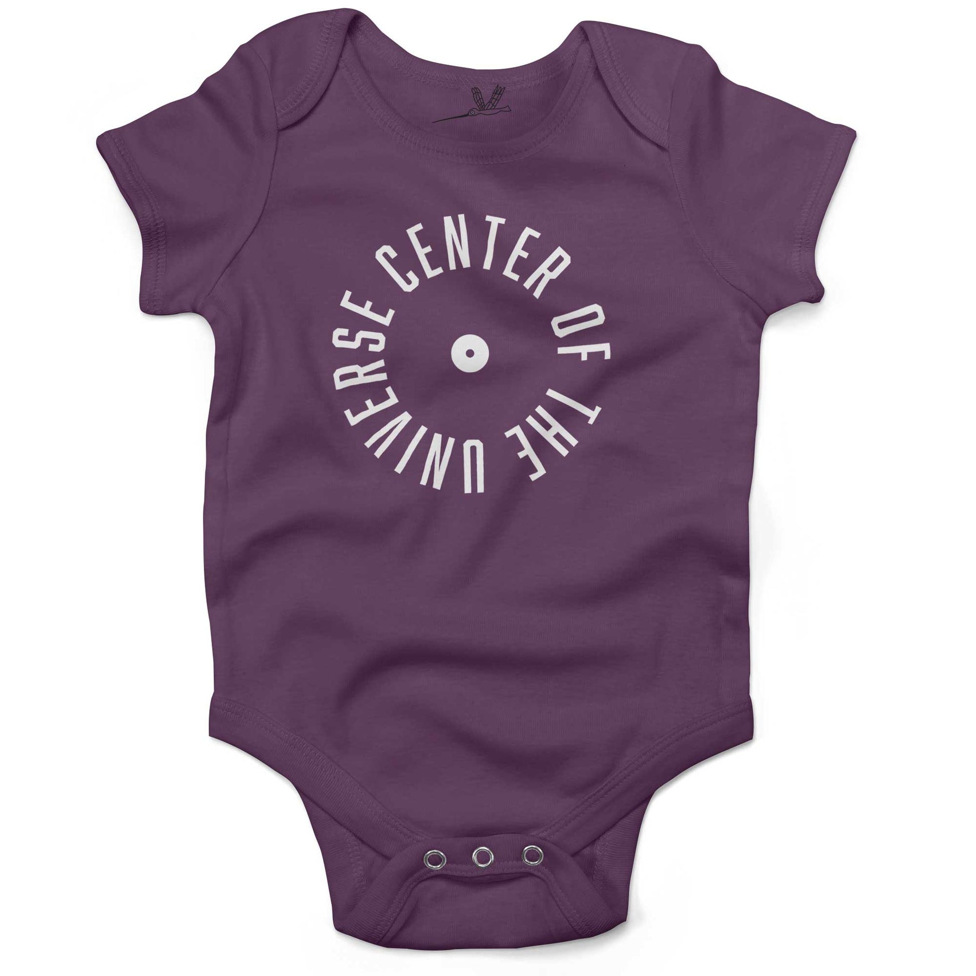 Center Of The Universe Baby One Piece or Raglan Tee-Organic Purple-3-6 months