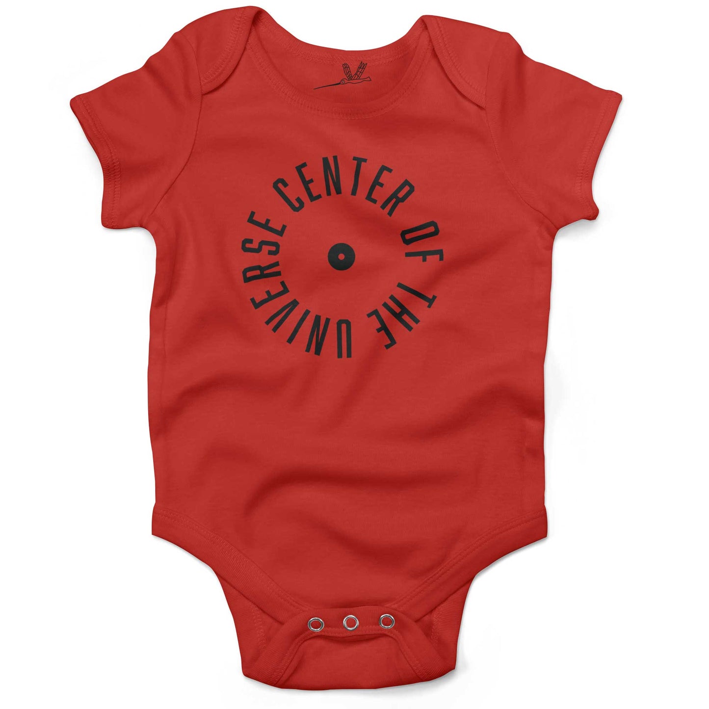 Center Of The Universe Baby One Piece or Raglan Tee-Organic Red-3-6 months