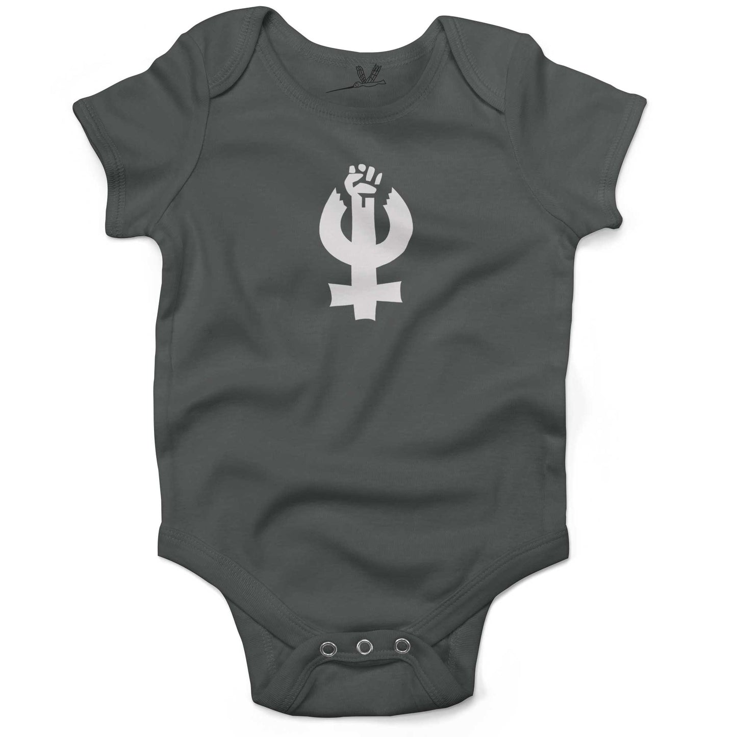 Feminist Infant Bodysuit or Raglan Tee-Organic Asphalt-3-6 months