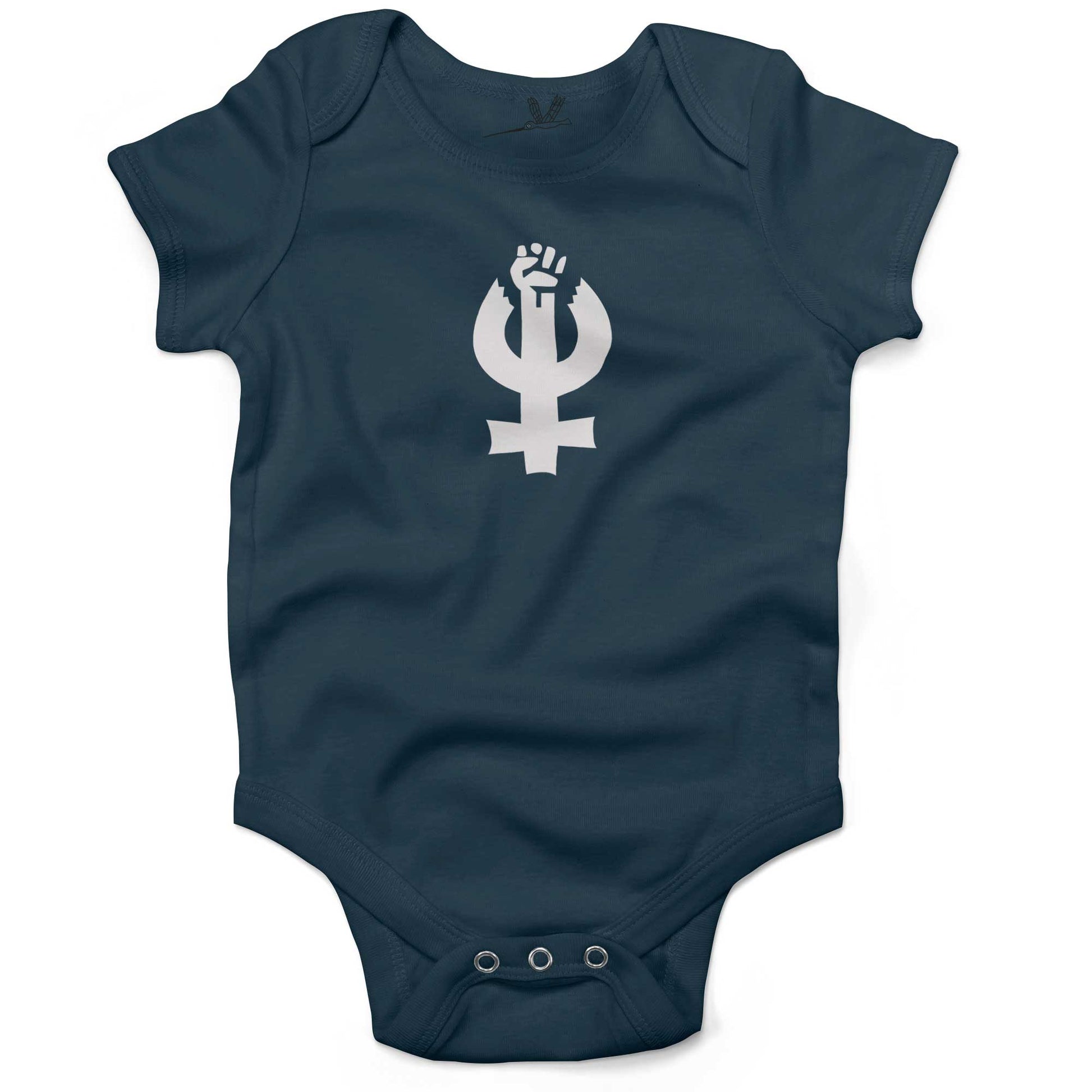 Feminist Infant Bodysuit or Raglan Tee-Organic Pacific Blue-3-6 months