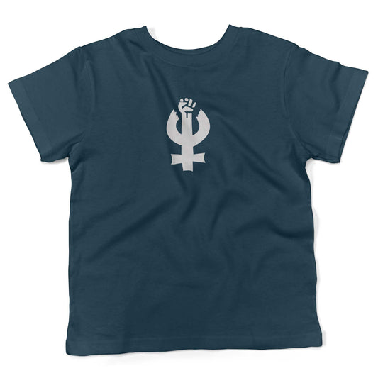 Feminist Toddler Shirt-Organic Pacific Blue-2T