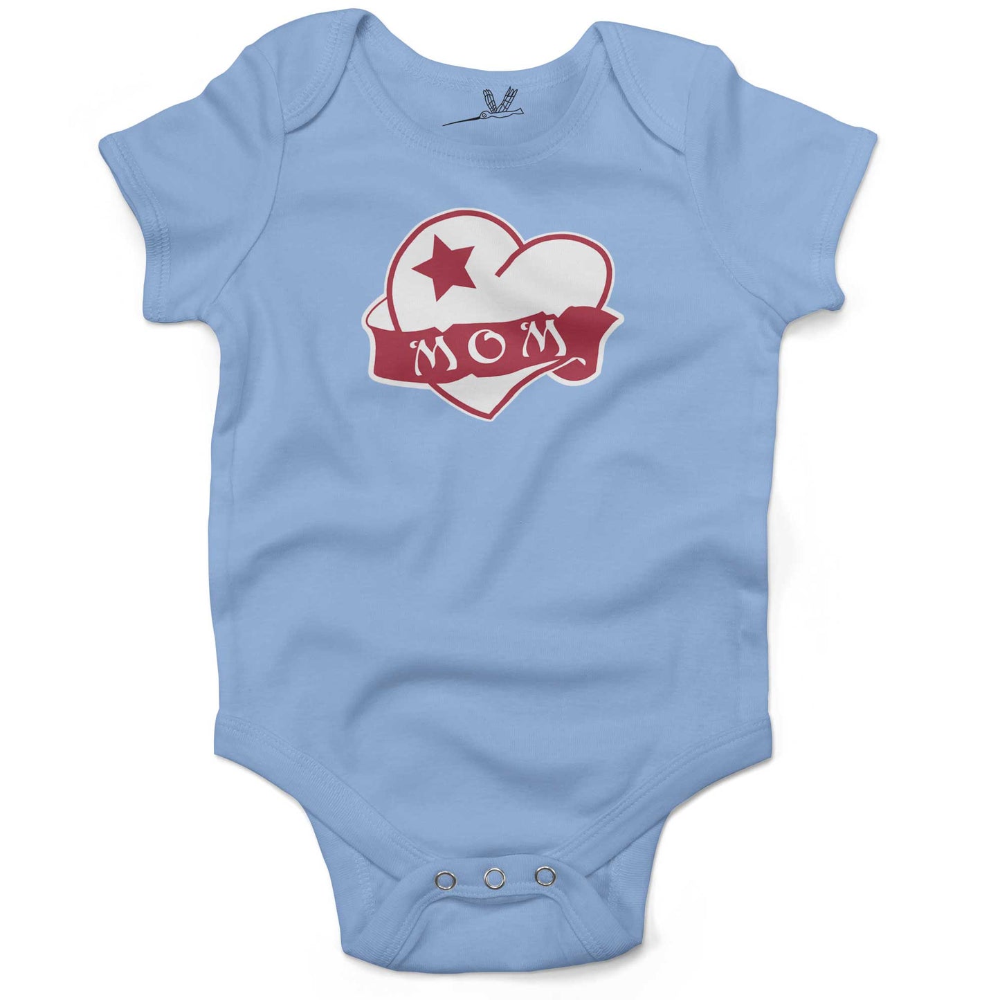 Mom Tattoo Heart Infant Bodysuit or Raglan Tee-Organic Baby Blue-3-6 months