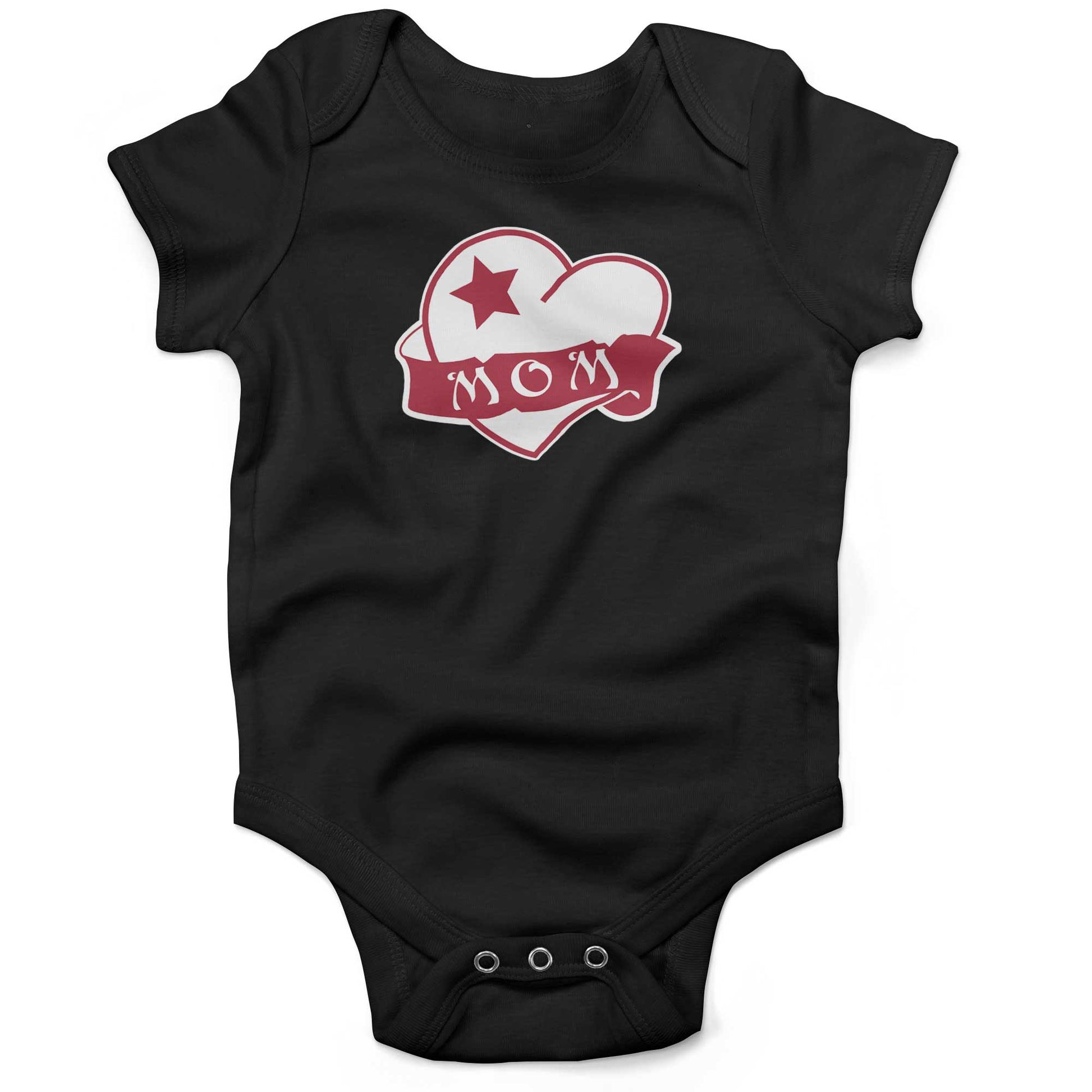 Mom Tattoo Heart Infant Bodysuit or Raglan Tee-Organic Black-3-6 months