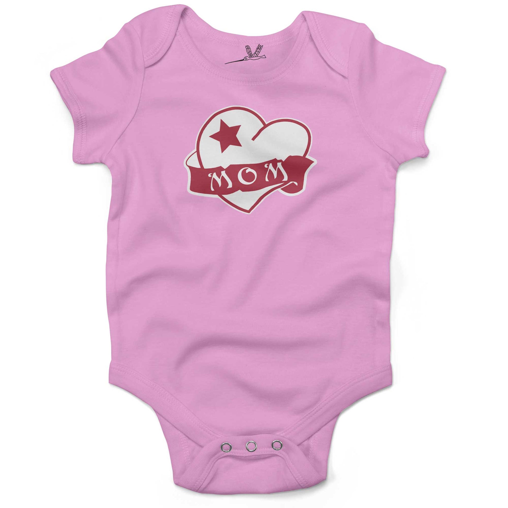 Mom Tattoo Heart Infant Bodysuit or Raglan Tee-Organic Pink-3-6 months