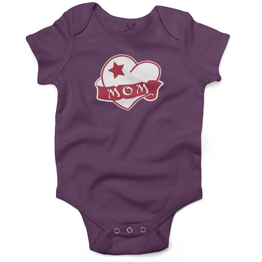 Mom Tattoo Heart Infant Bodysuit or Raglan Tee-Organic Purple-3-6 months