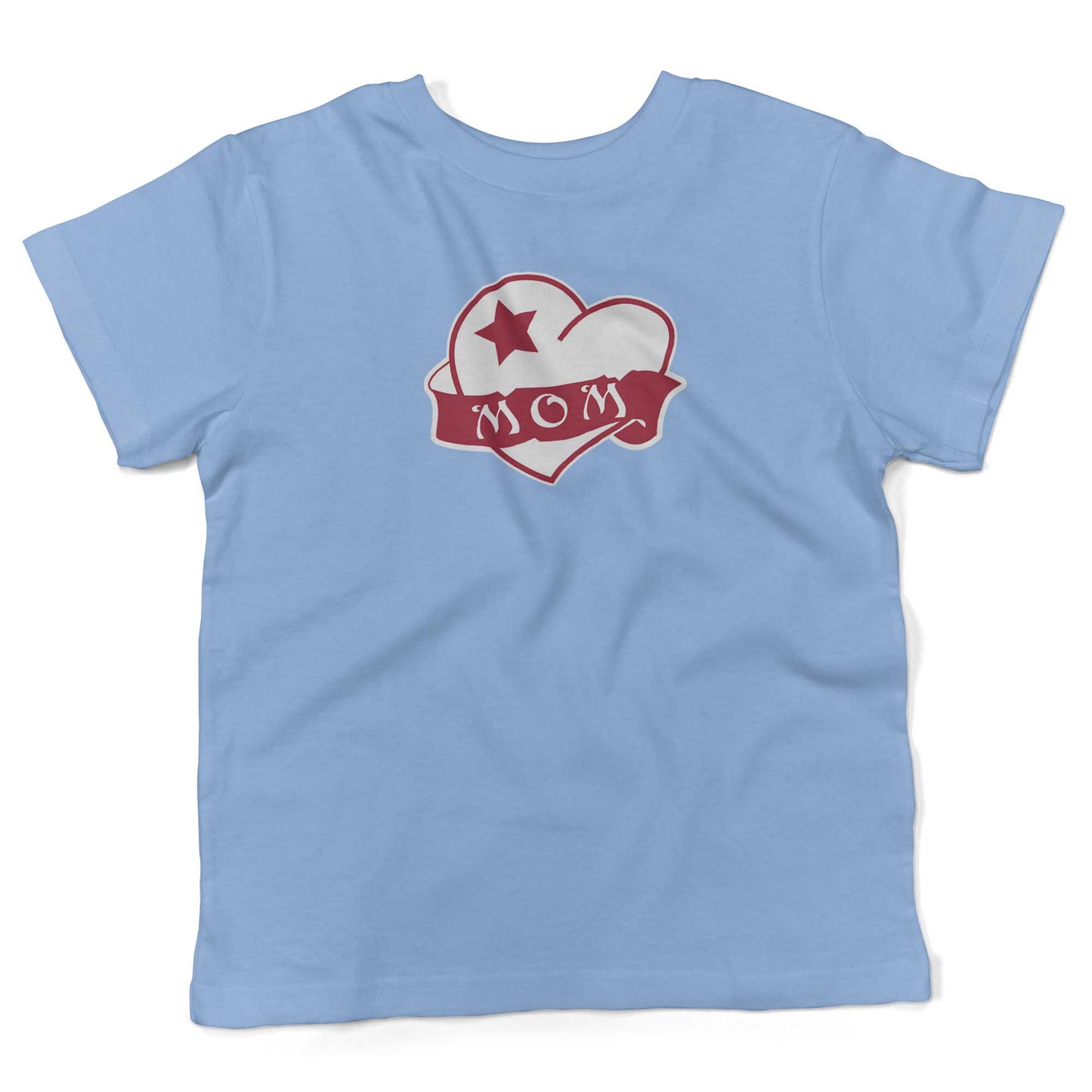 Mom Tattoo Heart Toddler Shirt-Organic Baby Blue-2T