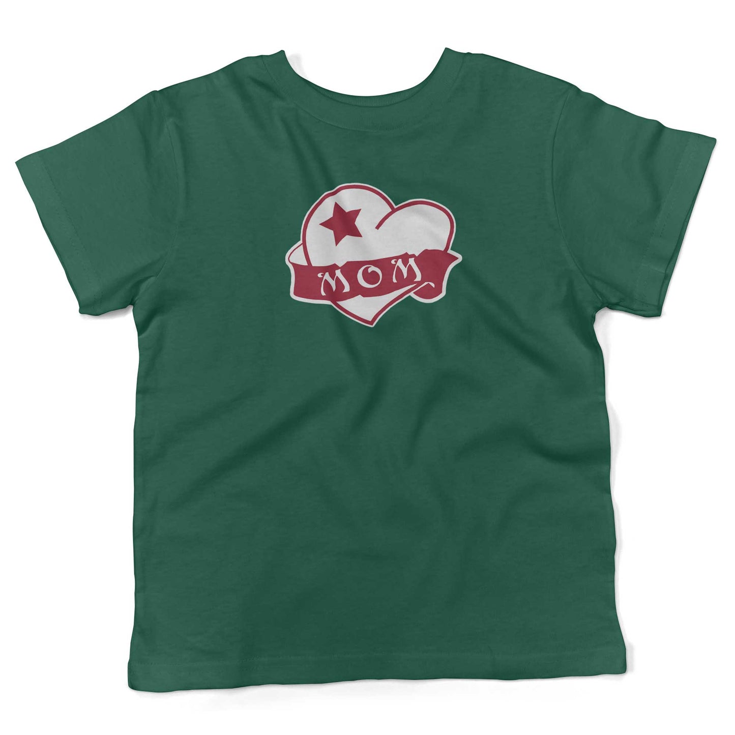 Mom Tattoo Heart Toddler Shirt-Kelly Green-2T