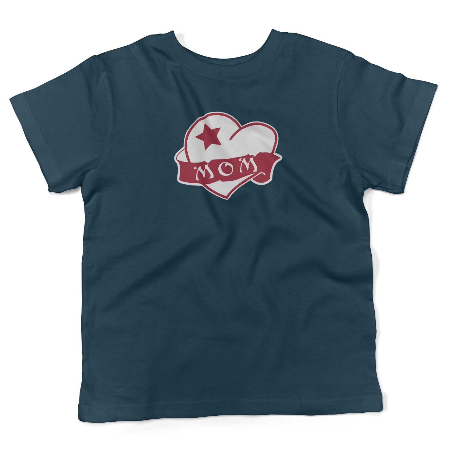 Mom Tattoo Heart Toddler Shirt-Organic Pacific Blue-2T