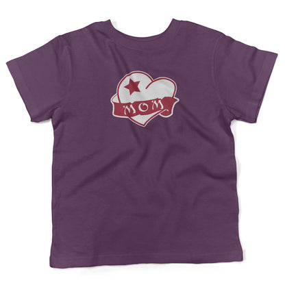 Mom Tattoo Heart Toddler Shirt-Organic Purple-2T