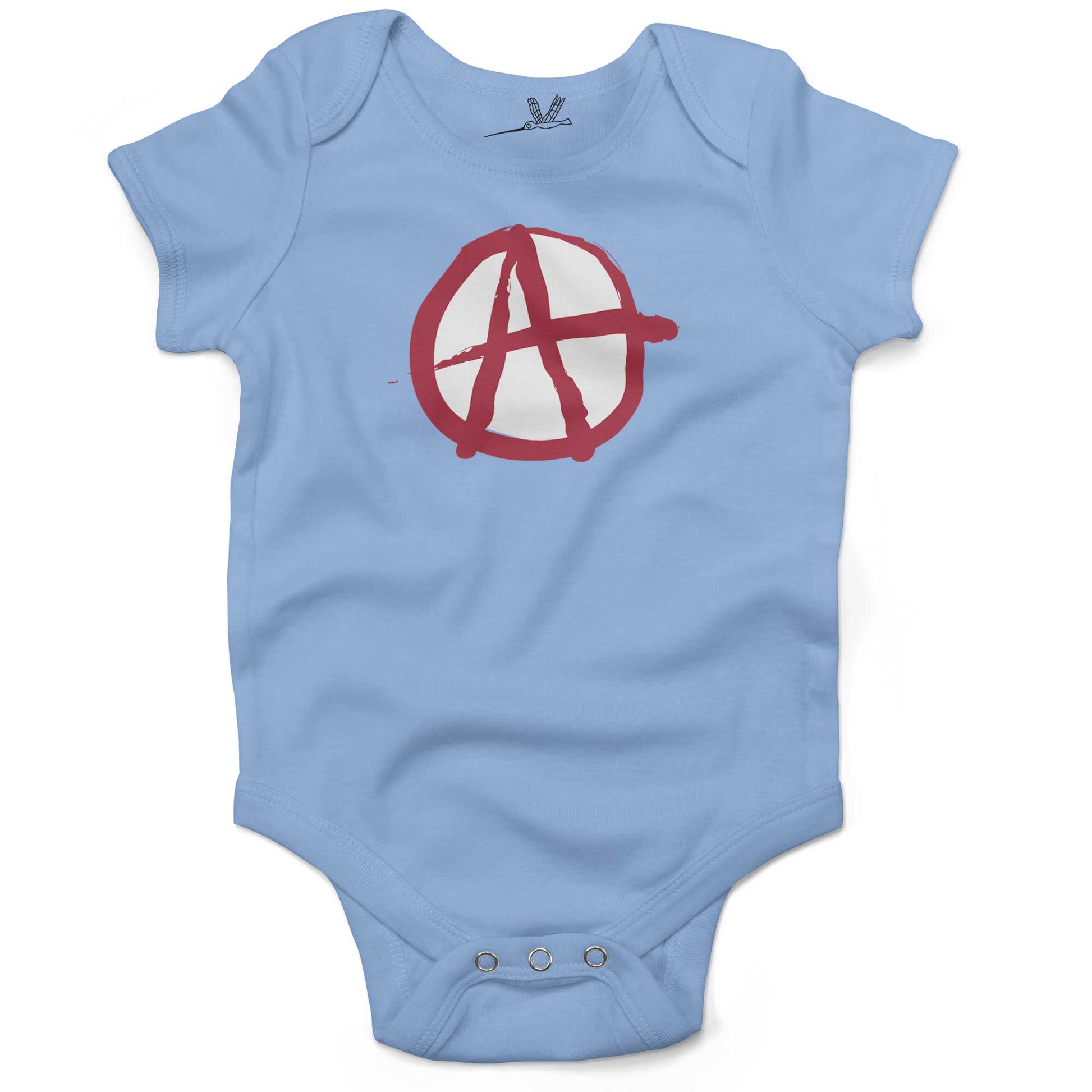 Anarchy Symbol Infant Bodysuit or Raglan Tee-Organic Baby Blue-3-6 months