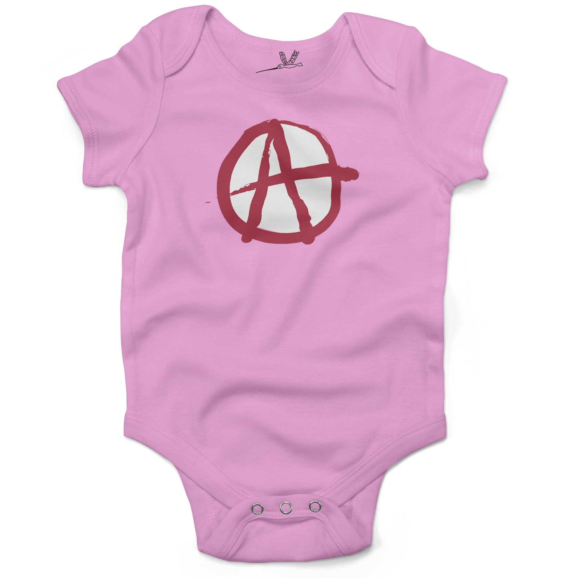 Anarchy Symbol Infant Bodysuit or Raglan Tee-Organic Pink-3-6 months