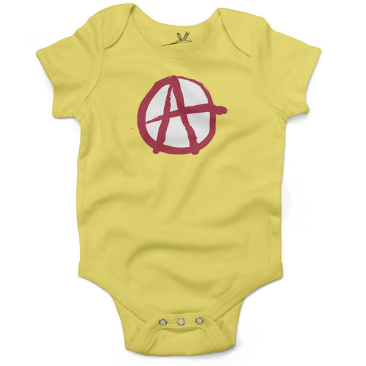 Anarchy Symbol Infant Bodysuit or Raglan Tee-Yellow-3-6 months