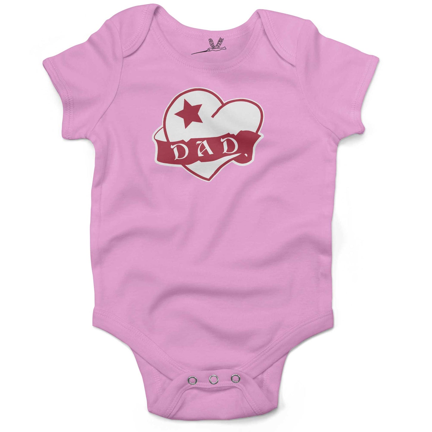 Dad Tattoo Heart Infant Bodysuit or Raglan Tee-Organic Pink-3-6 months